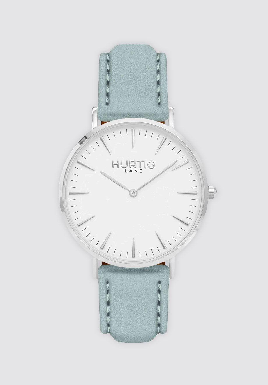 Hymnal Vegan Suede Watch Silver | White & Duck Egg