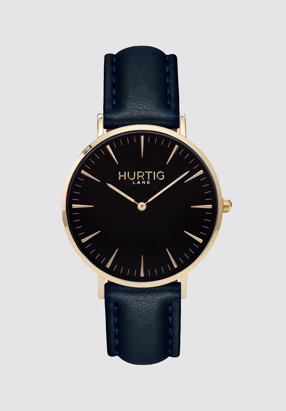 Mykonos Vegan Leather Watch Gold | Black & Midnight Blue