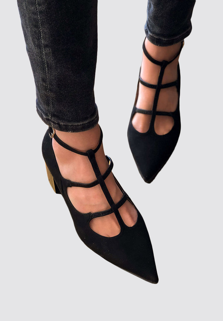 Wednesday Black Midi Vegan Pumps