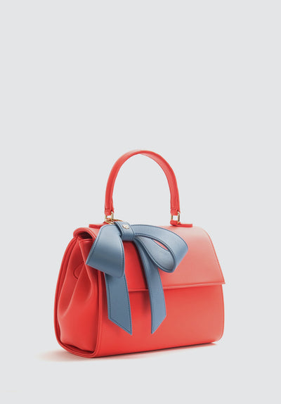 Cottontail | Coral & Blue Vegan Leather Bag