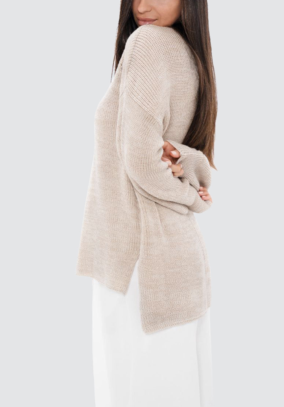 Ottawa Yow - High Neck Sweater | Sand Marl