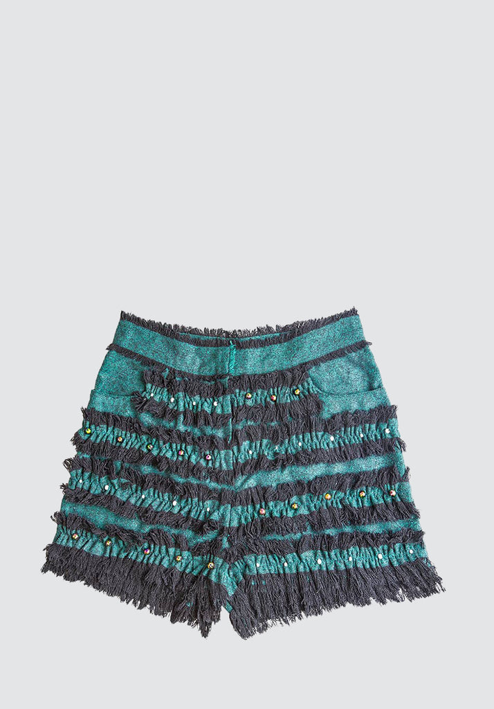 Ocean Green | Fringe Short 100% Silk